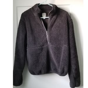 SOLD Gray Teddy Fleece Half-Zip Sweater
